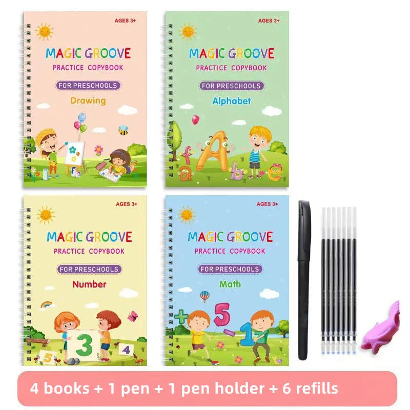 Cuaderno Mágico (SET DE 4 CUADERNOS + Lapicero Mágico) + Pack de Tintas