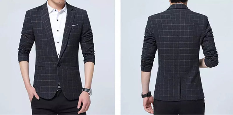 Blazer masculino a cuadros - Negro